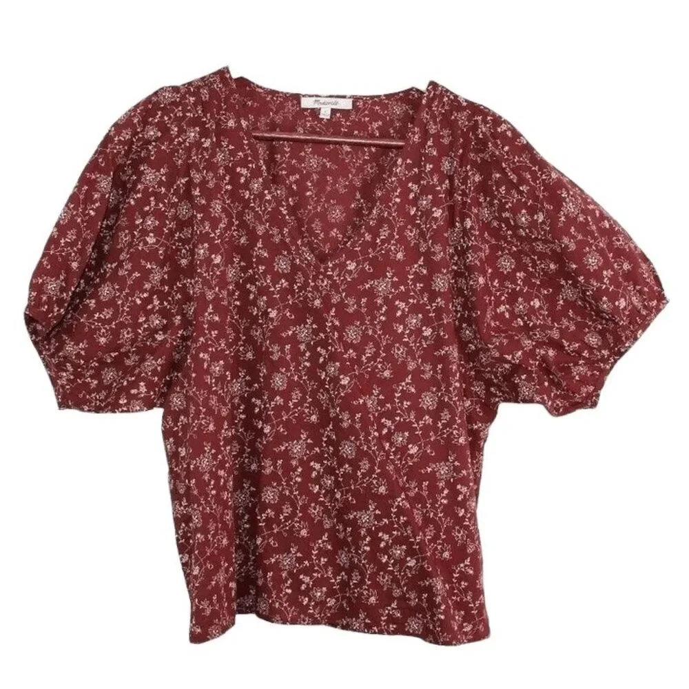 NWT Madewell Floral V-Neck Top‎ Sz S